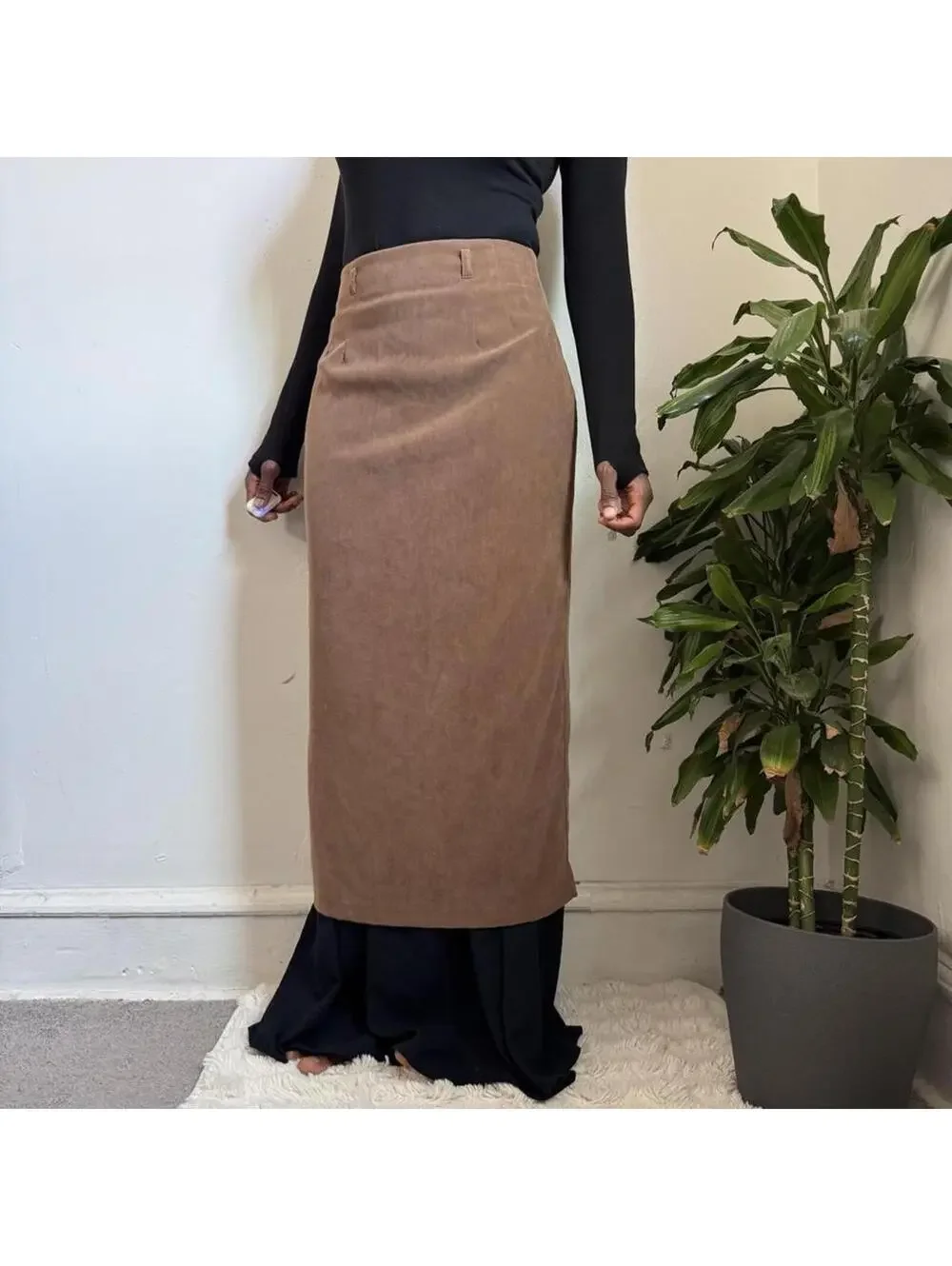 Vintage Wildlife Sportswear Faux Suede midi Skirt size 8 - Picture 2 of 6